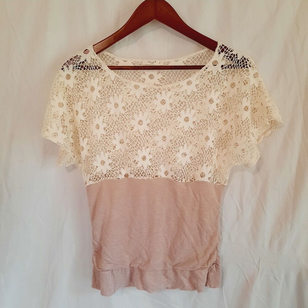 Love J Julia Open Crochet Festival Bohemian Womens Small Top